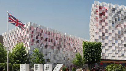 Updated exterior view of UK Pavilion by Woo Architects for the 2025 Expo