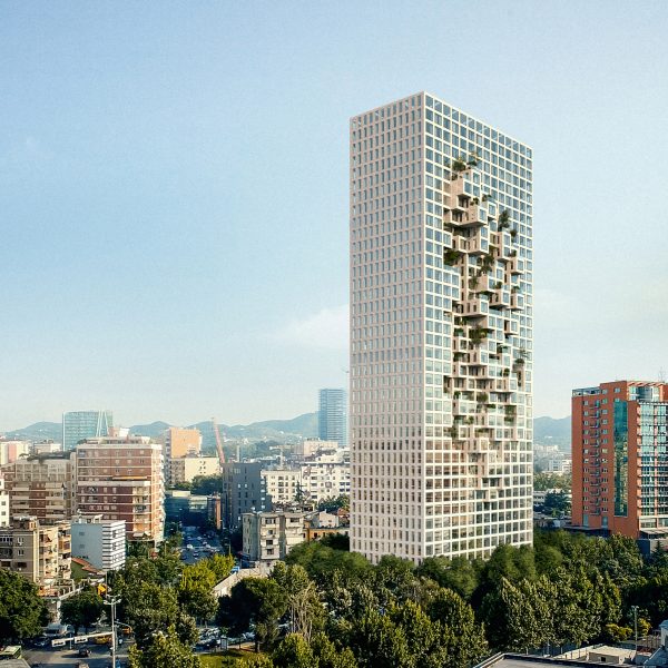 Exterior render of Downtown One Tirana, Albania, by MVRDV