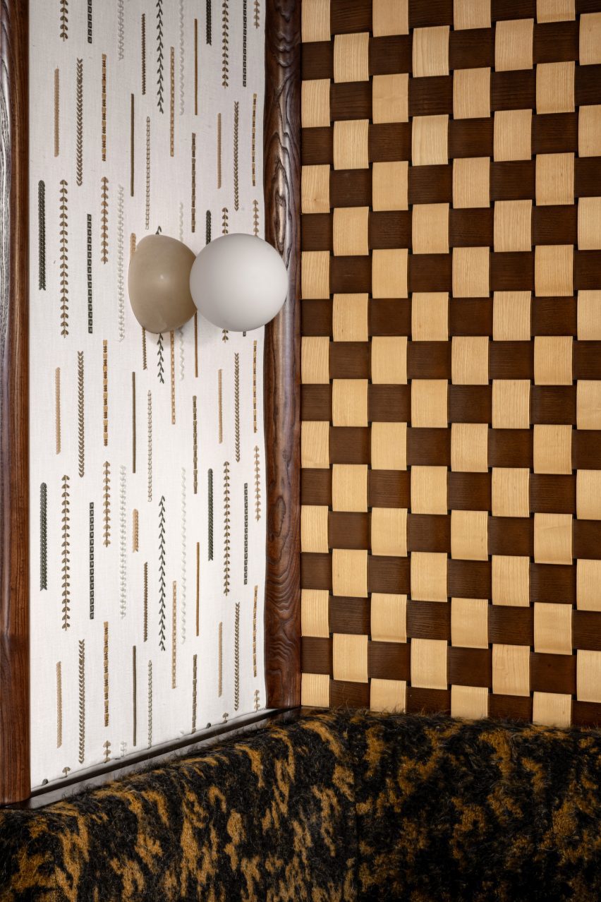 Wall light and furry banquette