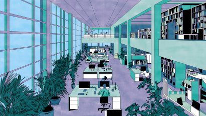 Illustration of a design workplace