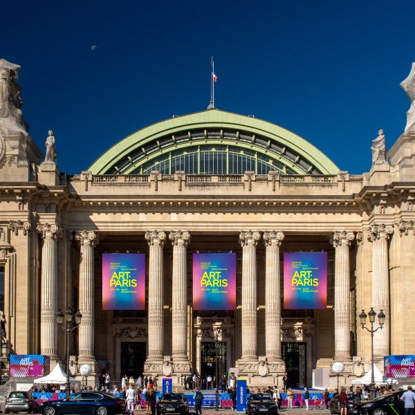 Photo of the Grand Palais in Paris with signs for Art Paris 2025
