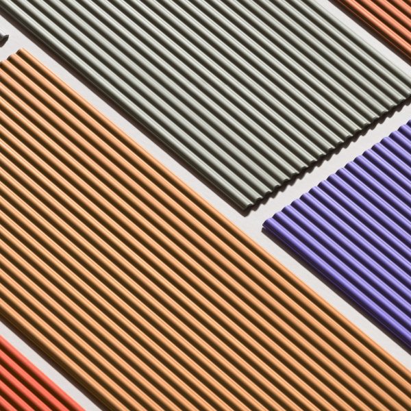 Close up of colourful, ridged materials