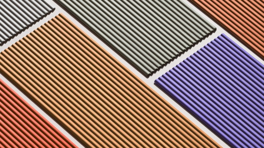 Close up of colourful, ridged materials