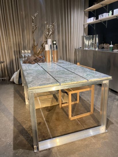 Green marble table