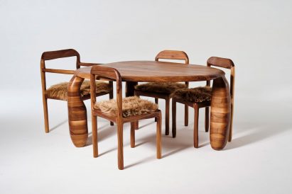 Wooden dinner table and chairs