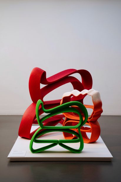 Red and green sculptures