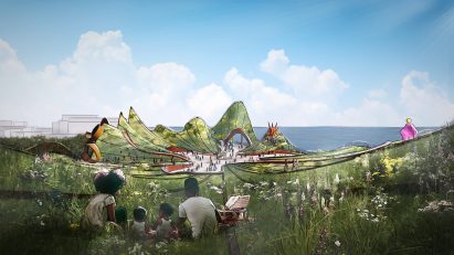 Renderings of a wavy park
