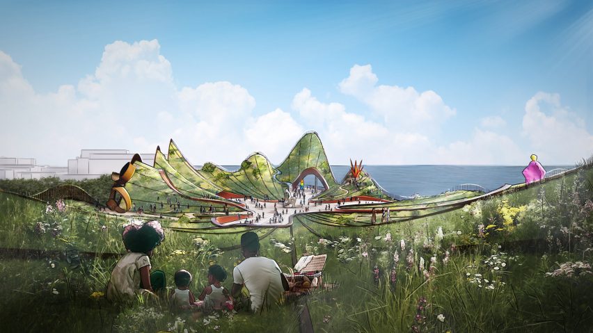 Renderings of a wavy park