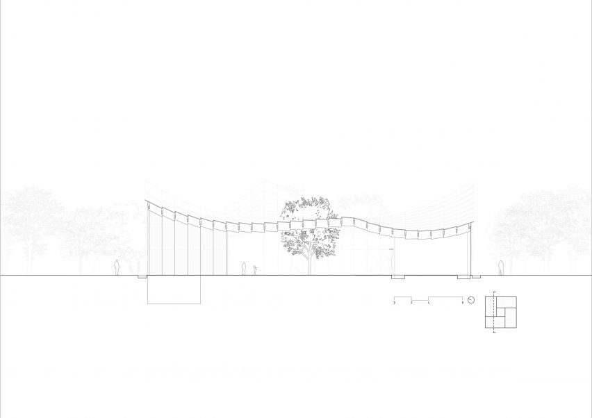 Section of Jinji Lake Pavilion by BIG