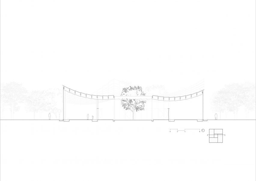 Section of Jinji Lake Pavilion by BIG