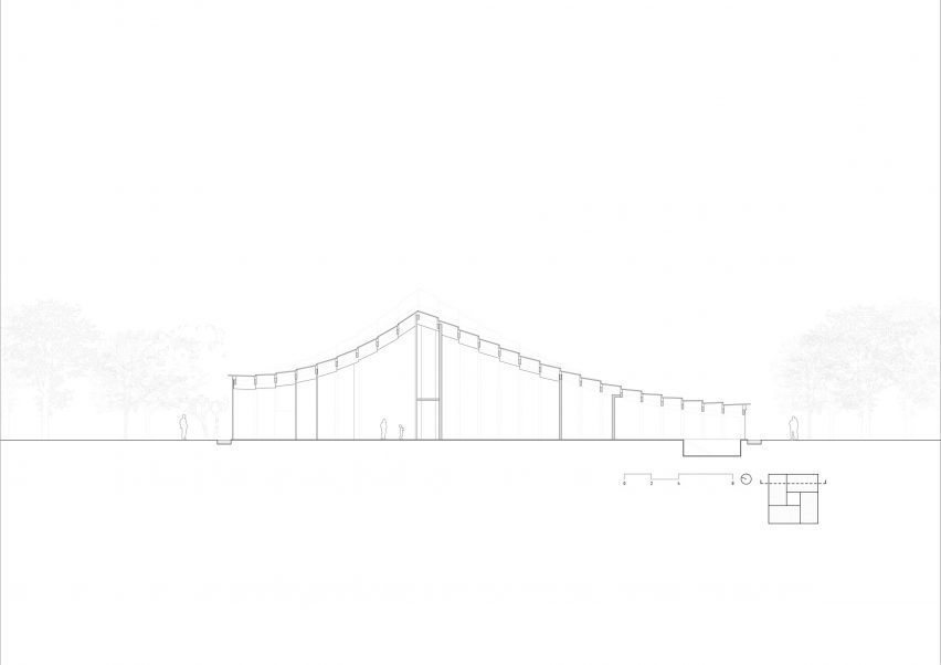Section of Jinji Lake Pavilion by BIG