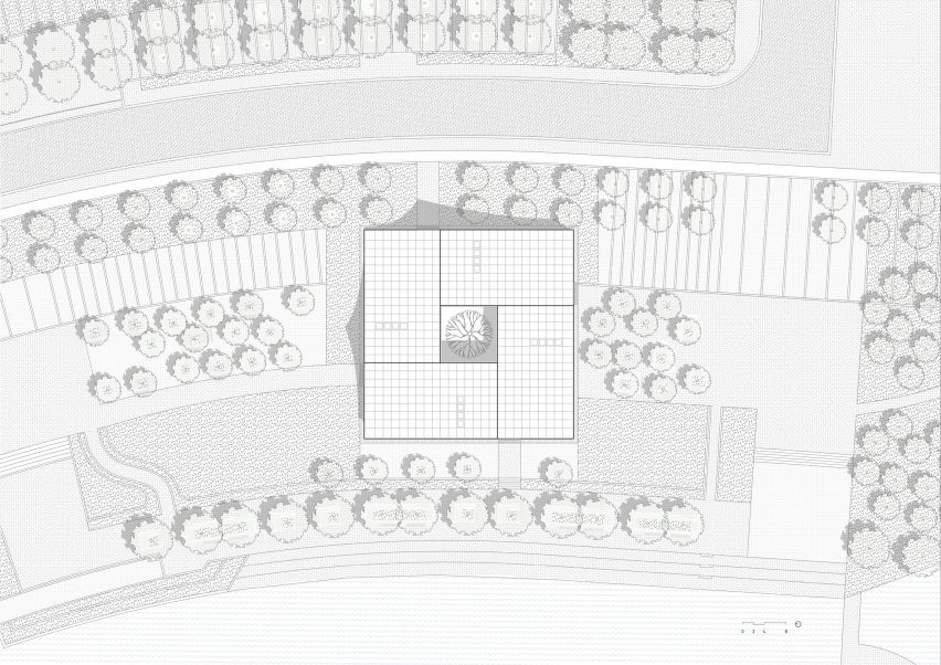Plan of Jinji Lake Pavilion by BIG