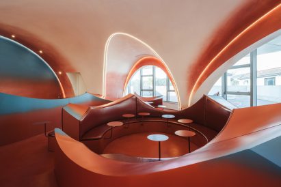 Red cafe interior