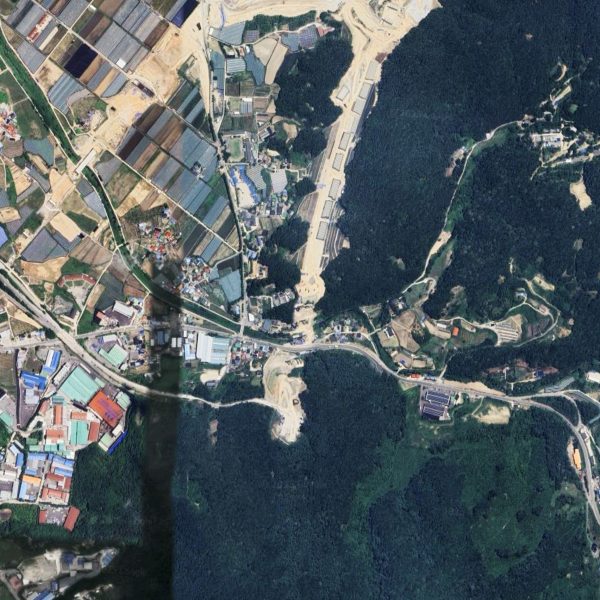 Aerial view of the site of the Cheonan highway bridge collapse