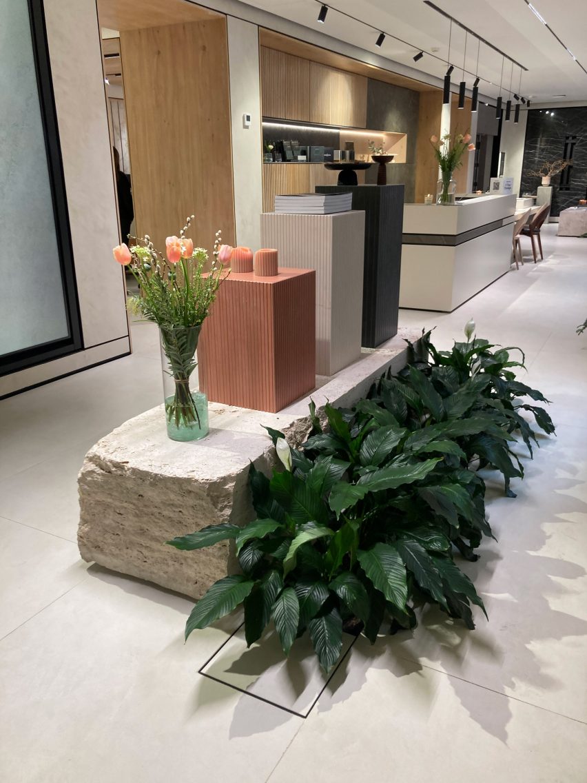 The planting is positioned throughout the showroom