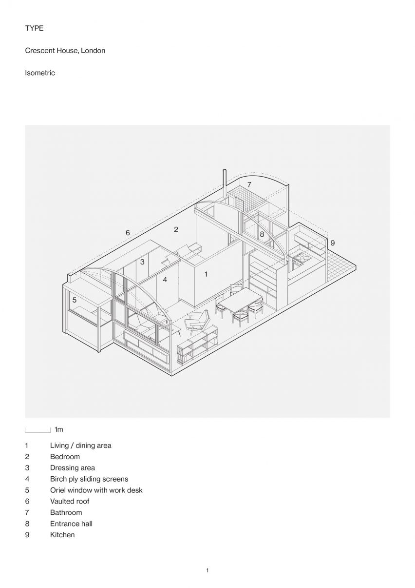 Axonometric of Crescent House flat renovation by TYPE