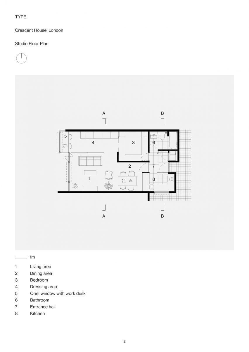 Floor plan of Crescent House flat renovation by TYPE
