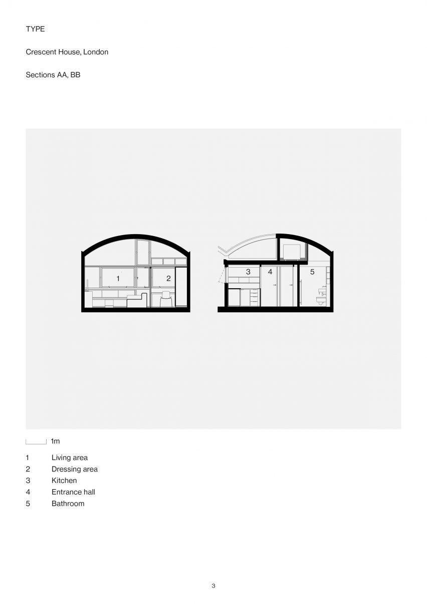 Section of Crescent House flat renovation by TYPE