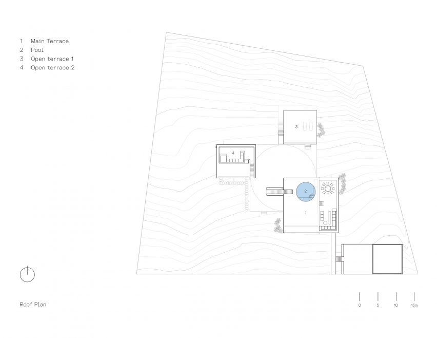 Roof plan of Vipp Todos Santos guesthouse by PPAA