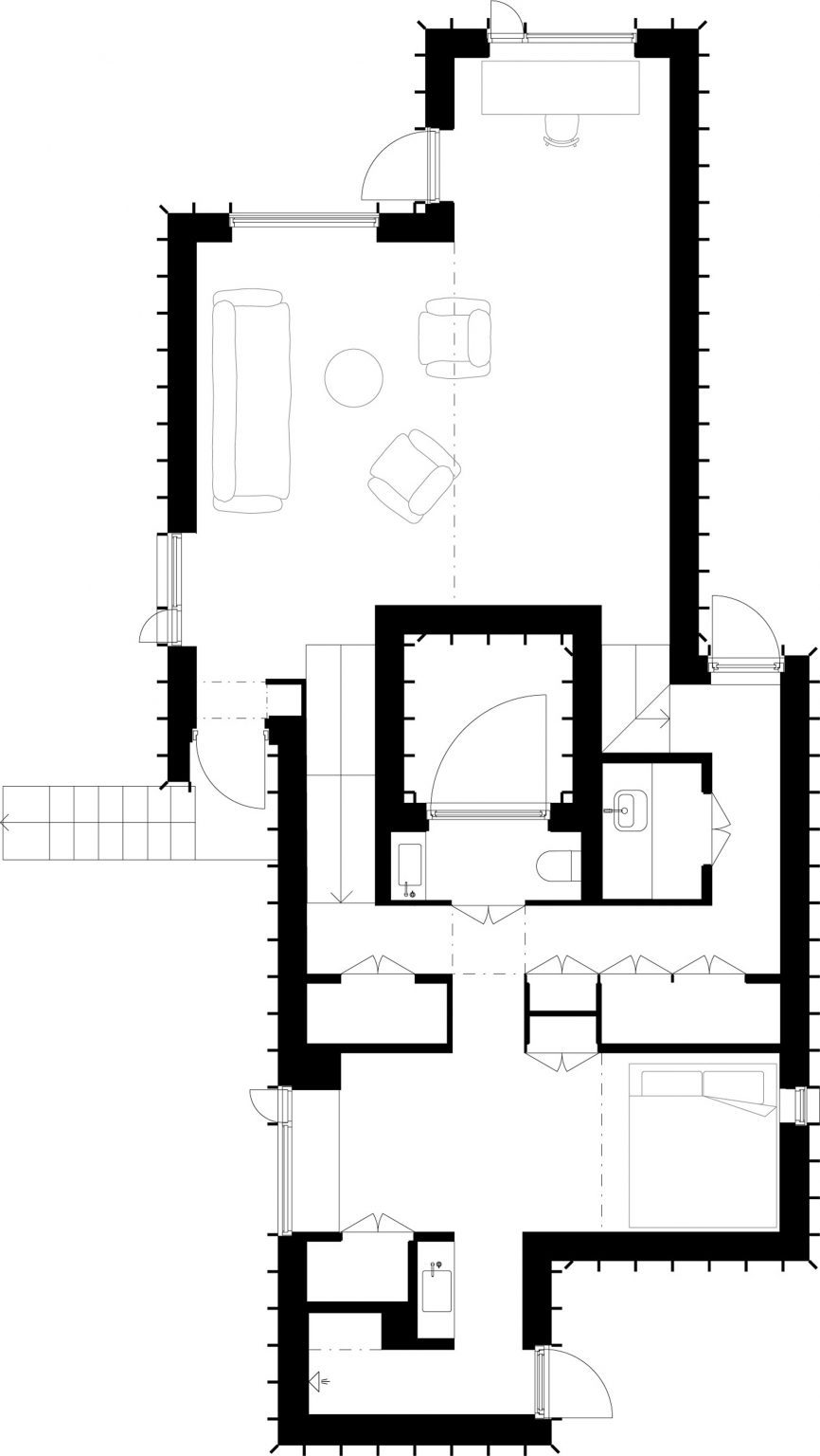 Ground floor plan House with a Hidden Atrium by Förstberg Ling