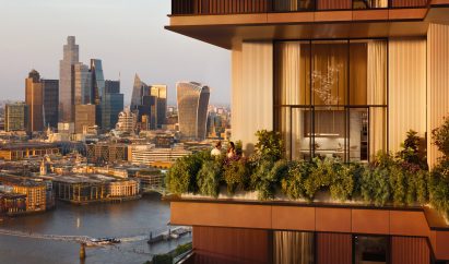 Close up render of mixed-use development by Foster + Partners