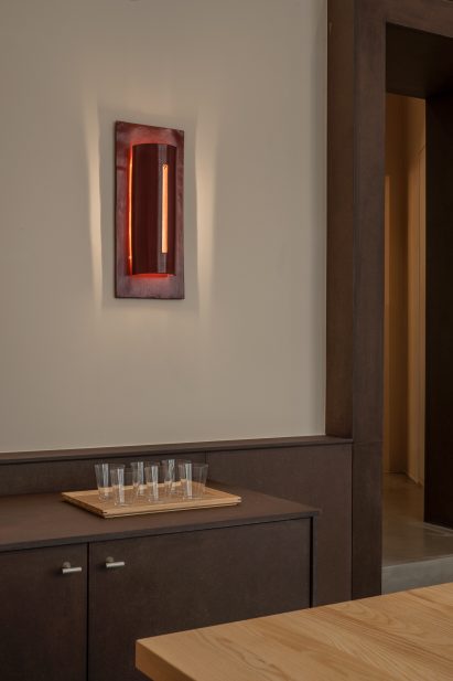 Sconce lights in crimson