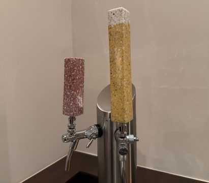 two terrazzo taps for beer and negronis