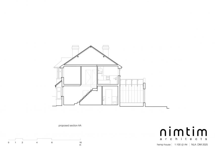 Section of Hemp House extension by Nimtim Architects