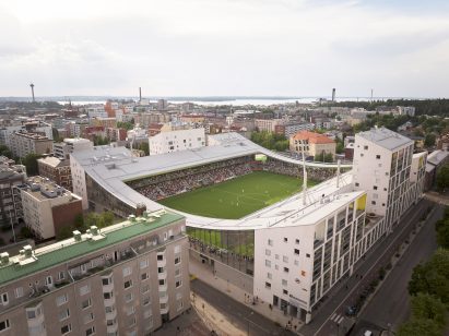 Aerial view of Tammela Stadium by JKMM Architects
