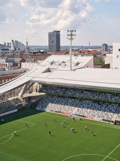 Aerial view of Tammela Stadium by JKMM Architects
