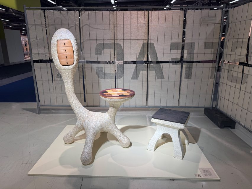 Chair with long back in an exhibition space