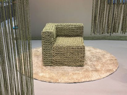 The chair is on display at the Stockholm Furniture Fair 2025