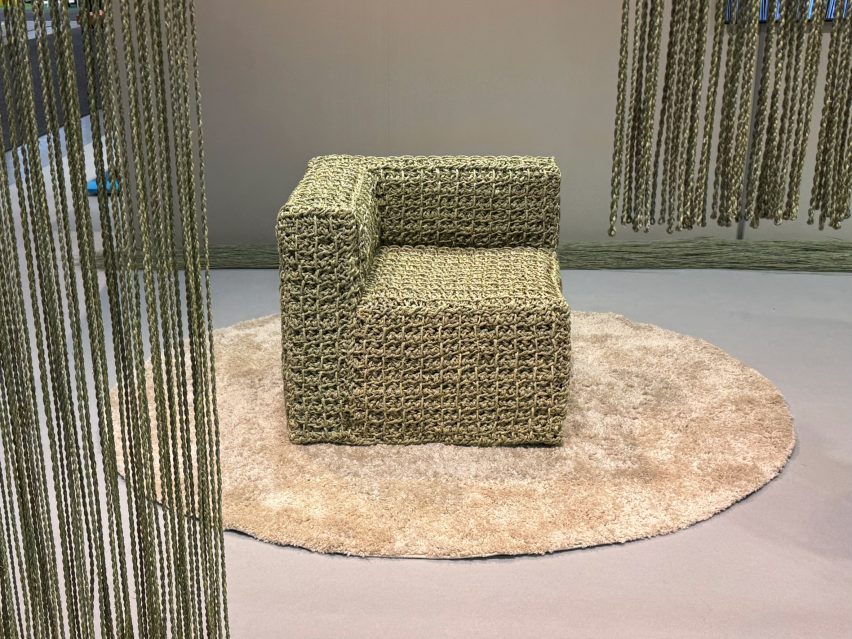 The chair is on display at the Stockholm Furniture Fair 2025