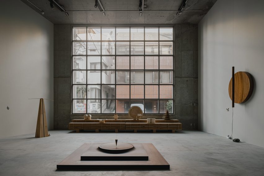 Gallery space with gridded windows
