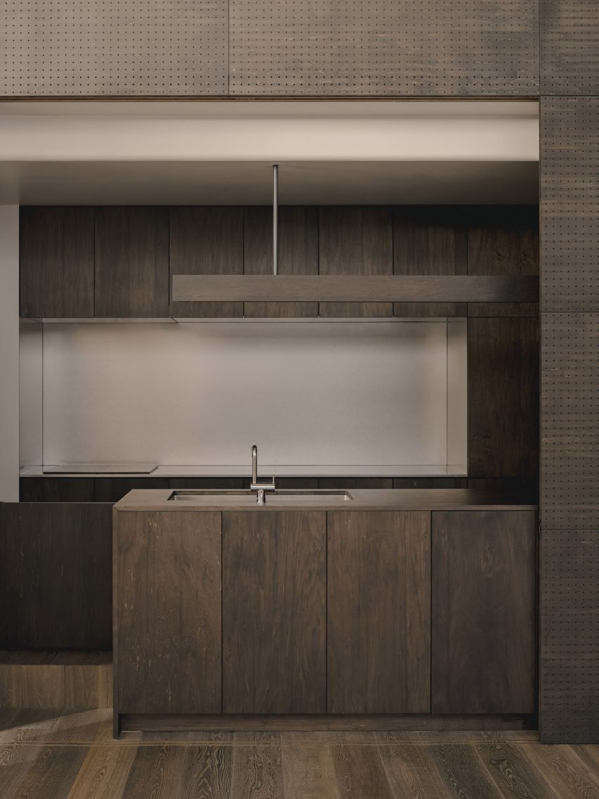 Panelled kitchenette area
