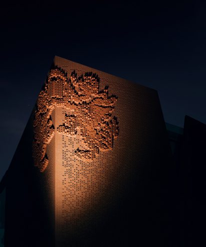 Detail render of the Kop Stand at Wrexham AFC's STōK Cae Ras stadium by Populous