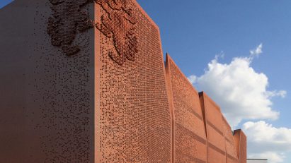 Render of the Kop Stand at Wrexham AFC's STōK Cae Ras stadium by Populous