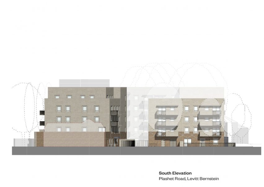 South elevation Plashet Road by Levitt Bernstein