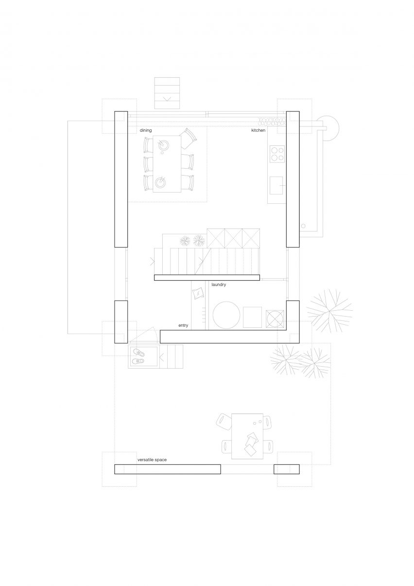 Ground floor plan The Wandering House by Lionel Ballmer Architectes