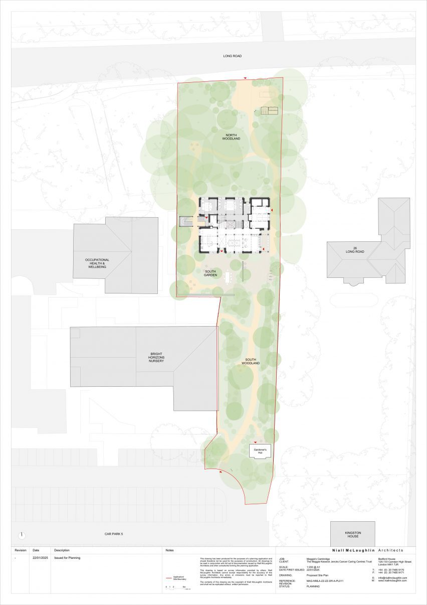 Ground floor plan of Maggie's Cambridge by Niall McLaughlin Architects