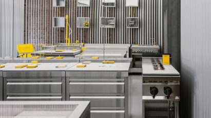 Metallic retail interiors