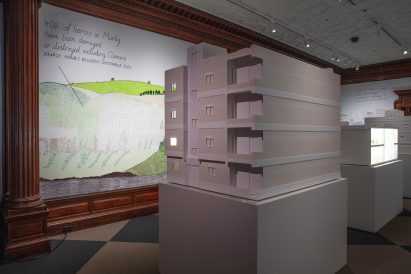 Photo of an architectural model in the Patterns of Life installation