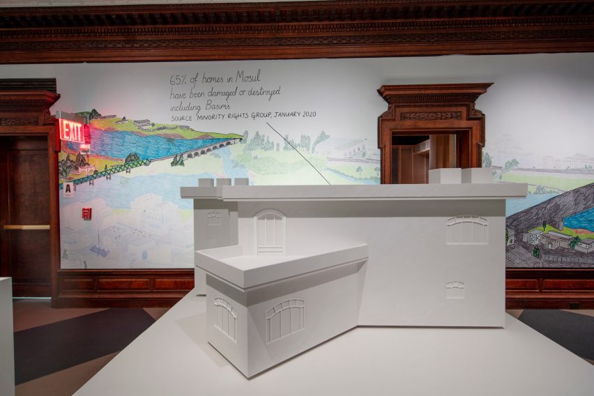 Photo of an architectural model of a house in the Patterns of Life installation at the Cooper-Hewitt Smithsonian museum