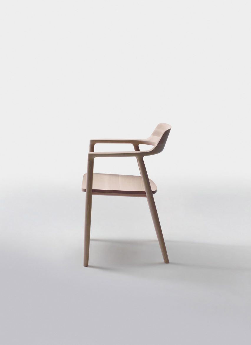 Side profile of armchair