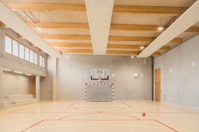 Gymnasium interior at Groupe Scolaire Jean Macé school in France
