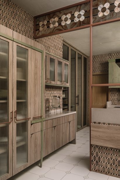 Fluted glass cupboards