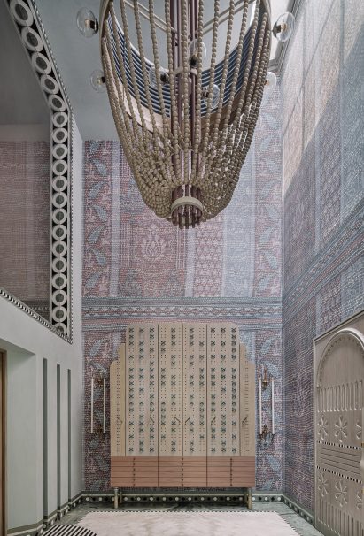 Chandelier-lit foyer