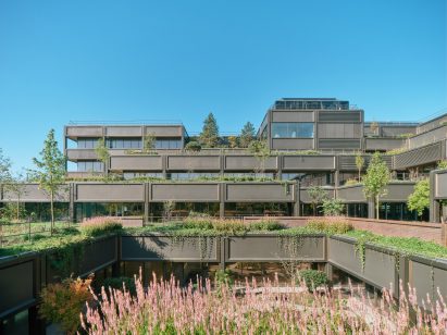 Hanging gardens within updated office complex by Twelve Architects and Masterplanners and Studio Knight Stokoe