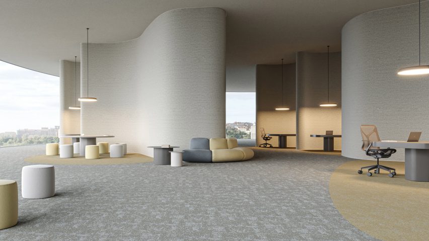 Rust carpet tiles by Modulyss