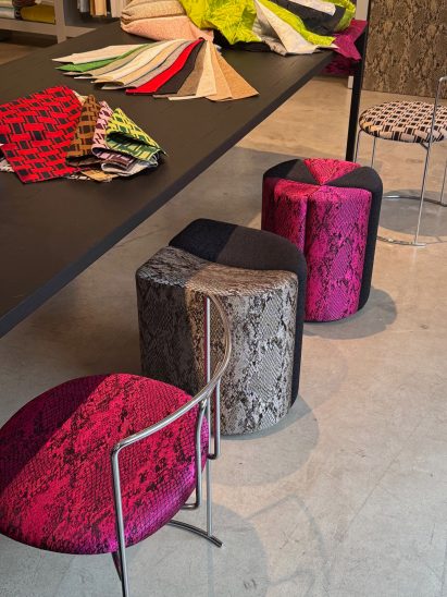 Stools in colourful snakeskin